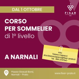 Corso per Sommelier 1° livello - Ottobre 2025 - Narnali, Prato