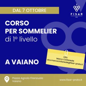 Corso per Sommelier 1° livello - Ottobre 2025 - Vaiano