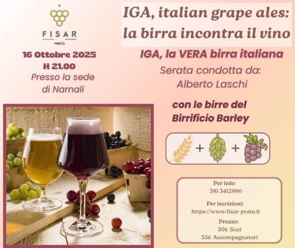 "IGA - Italian Grape Ale - La birra incontra il vino" degustazione guidata