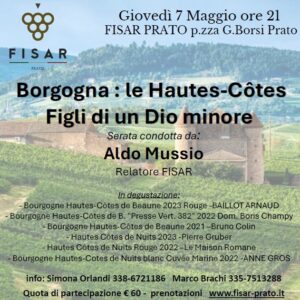 Borgogna : le Hautes-Côtes Figli di un Dio minore - degustazione - 7 Maggio